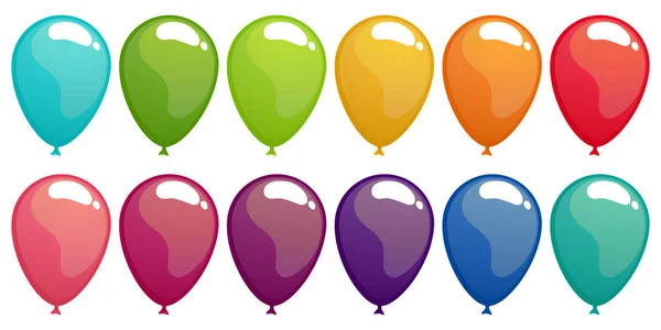 Eps Vector Ilustración Colección Globos Voladores Diferentes Colores Para Carnaval — Vector de stock