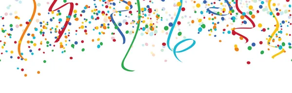 Eps Vector Illustration Seamless Colored Happy Confetti Streamers White Background — Stock Vector