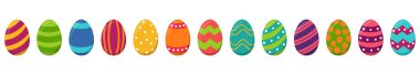 Farklı renklerde boyanmış paskalya yumurtalarının vektör illüstrasyon koleksiyonunu yapar