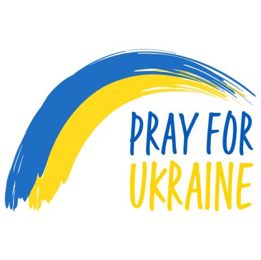 Ukrayna ulusal renklerine sahip vektör illüstrasyonunu kaldırır ve Ukrayna için dua eder