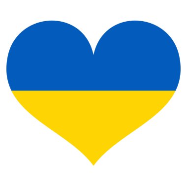 Ukrayna ulusal renkleri taşıyan vektör illüstrasyonları aşk için kalp ve ukraine için dua eder