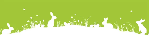 Eps Vector Panorama Illustratie Voor Pasen Vrolijke Frisse Groene Achtergrond — Stockvector