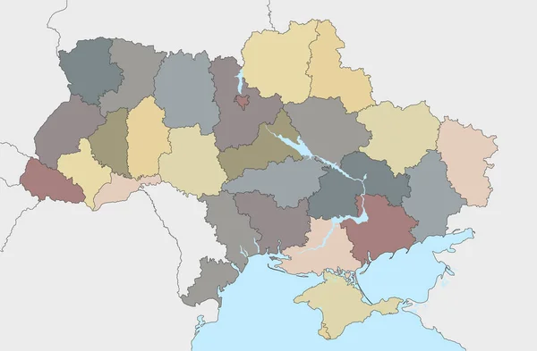 Eps Διανυσματική Απεικόνιση Χώρα Ukraine Και Διοικητικές Διαιρέσεις Oblasts Αυτόνομες — Διανυσματικό Αρχείο
