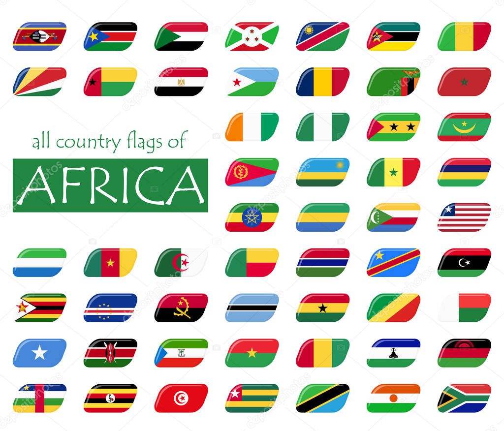 collection of flags from all national countries of Africa