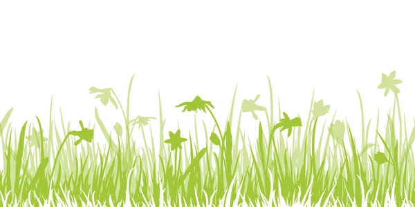 Eps Vector Panorama Seamless Illustration Spring Easter Time Nature Concepts — 스톡 벡터