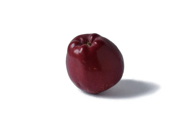 Fresh Dark Red Apple Highlighted White Background Copy Space — Stock Photo, Image