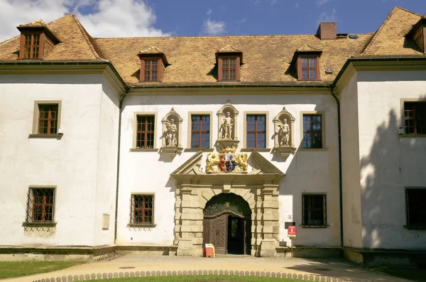 Bad muskau gamla slottet i parken Stockbild