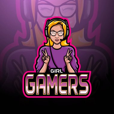 Kız oyuncular esport logo maskotu tasarımı