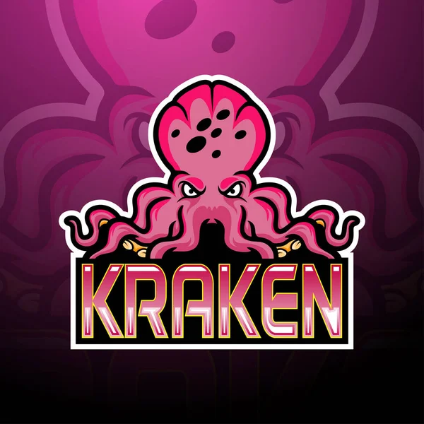 Kraken Esport Logo Maskot Design — Stockový vektor