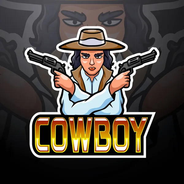 Cowboy Esport Logo Mascot Design — Vector de stock