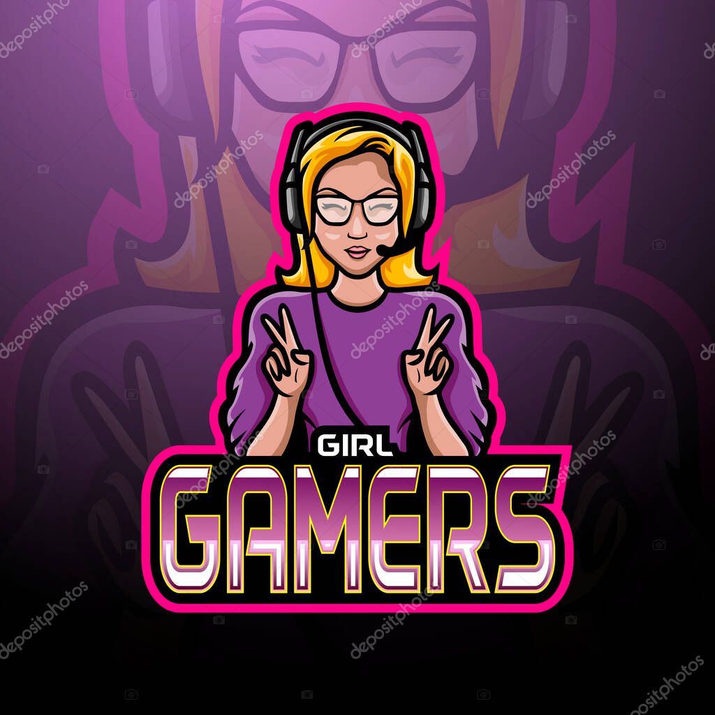 Girl gamers esport logo mascot design