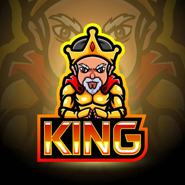 King Esport Logo Mascot Design — 스톡 벡터
