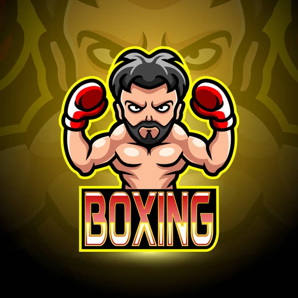 Boxing Μασκότ Του Αθλητισμού Esport Σχεδιασμό Λογότυπο — Διανυσματικό Αρχείο