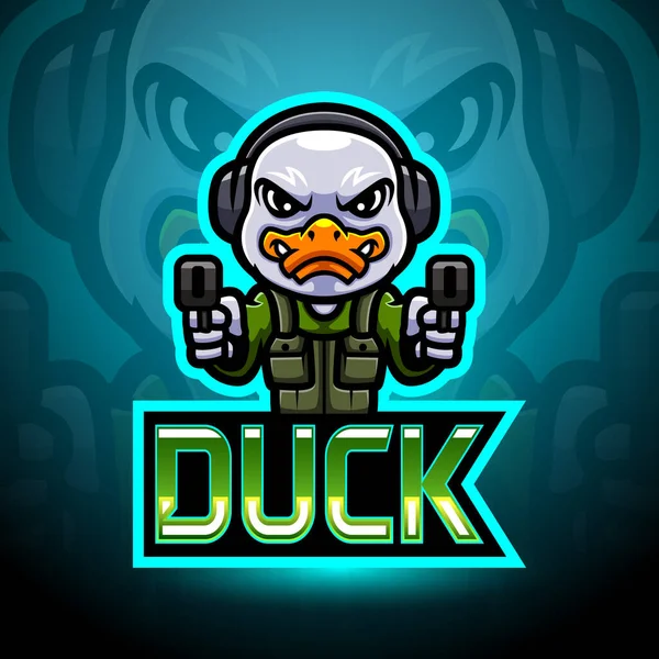 Duck Armii Esport Logo Projekt Maskotki — Wektor stockowy