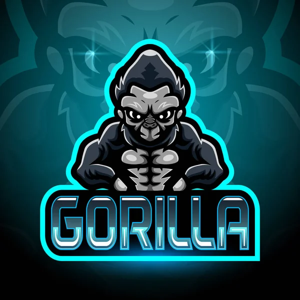 Gorilla Esport Logo Mascotte Ontwerp — Stockvector