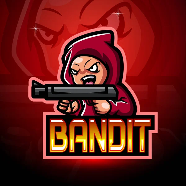 Mascotte Logo Esport Bandit Design — Image vectorielle