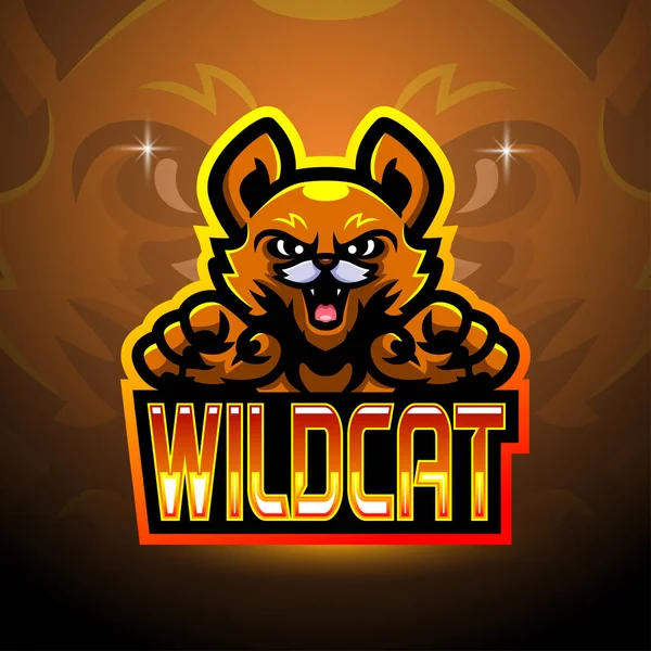 Diseño Mascota Del Logo Wildcat Esport — Vector de stock