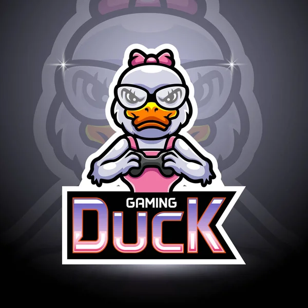 Pato Jogos Esport Logotipo Mascote Design —  Vetores de Stock