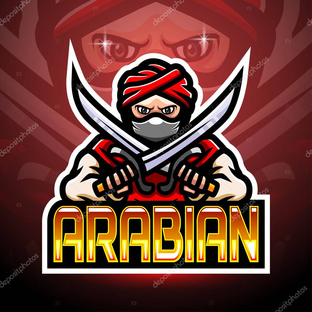 Arabian warrior esport logo mascot design