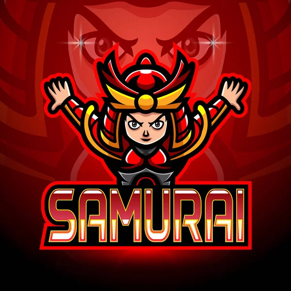 Samurai Esport Logo Mascot Design — Vector de stock