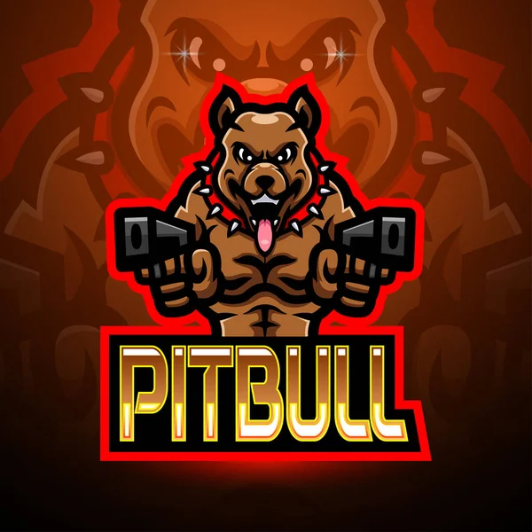 Pitbull Esport Logotipo Mascote Design —  Vetores de Stock