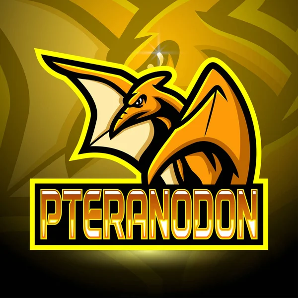 Pteranodon Esport标志吉祥物设计 — 图库矢量图片