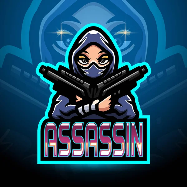 Assassin Esport Logotyp Maskot Design — Stock vektor