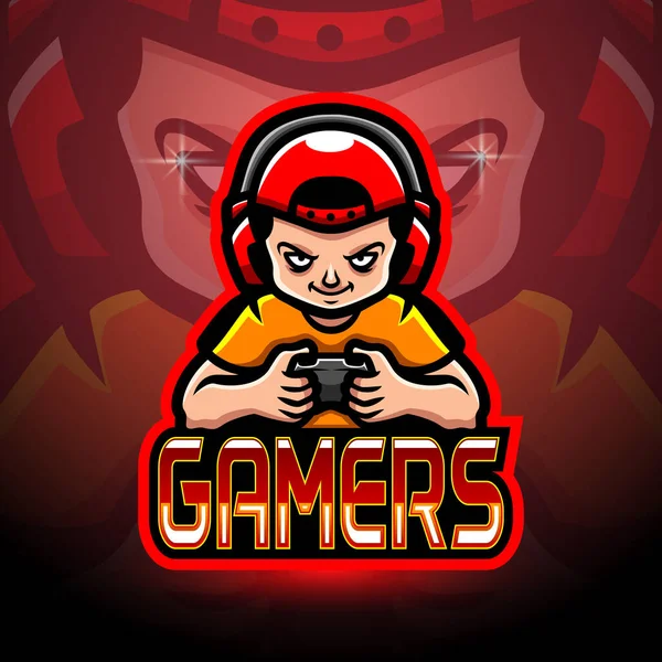 Gamer Boy Esport Logo Maskottchen Design — Stockvektor