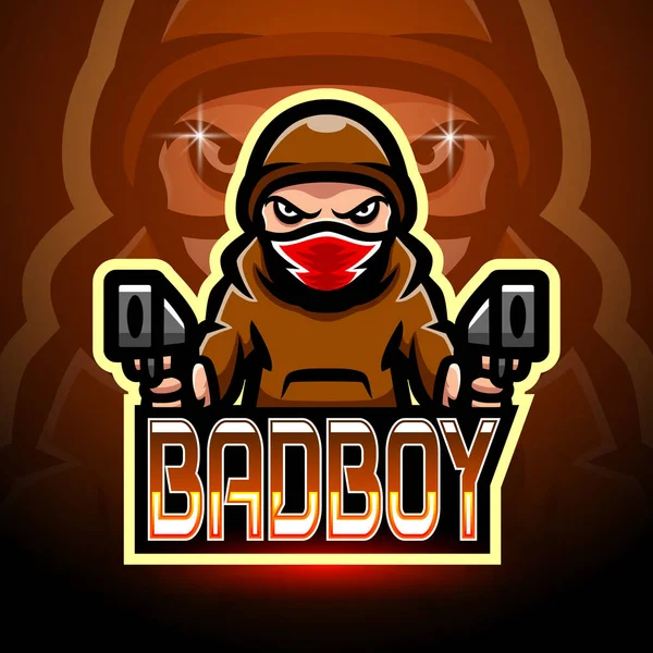 Bad Boy Esport Logotyp Maskot Design — Stock vektor