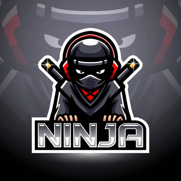 Ninja Esport Logo Maskottchen Design — Stockvektor