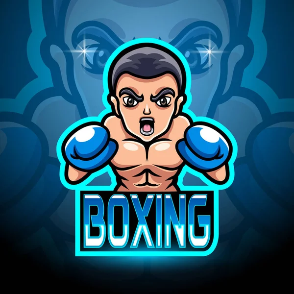 Boxing Μασκότ Του Αθλητισμού Esport Σχεδιασμό Λογότυπο — Διανυσματικό Αρχείο