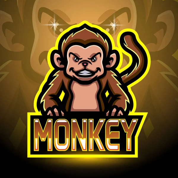 Macaco Esport Logotipo Mascote Design —  Vetores de Stock