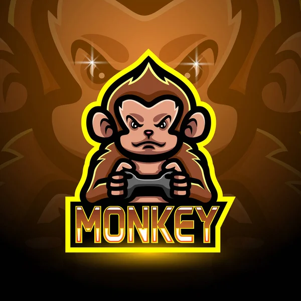 Macaco Esport Logotipo Mascote Design —  Vetores de Stock