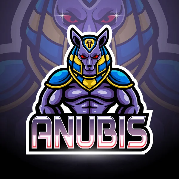 Anubis Esport Logo Maskot Design — Stock vektor