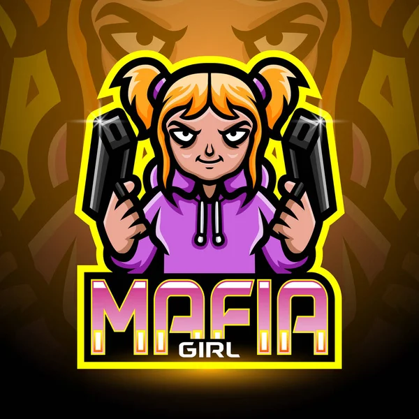 Mafia Esport Logotipo Mascote Design —  Vetores de Stock