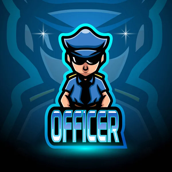 Officer Esport Logo Mascot Design — Vector de stock