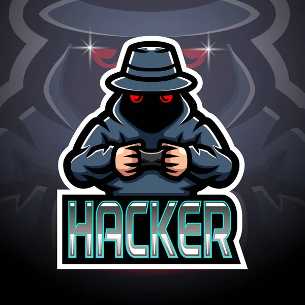 Hacker Esport Logotyp Maskot Design — Stock vektor