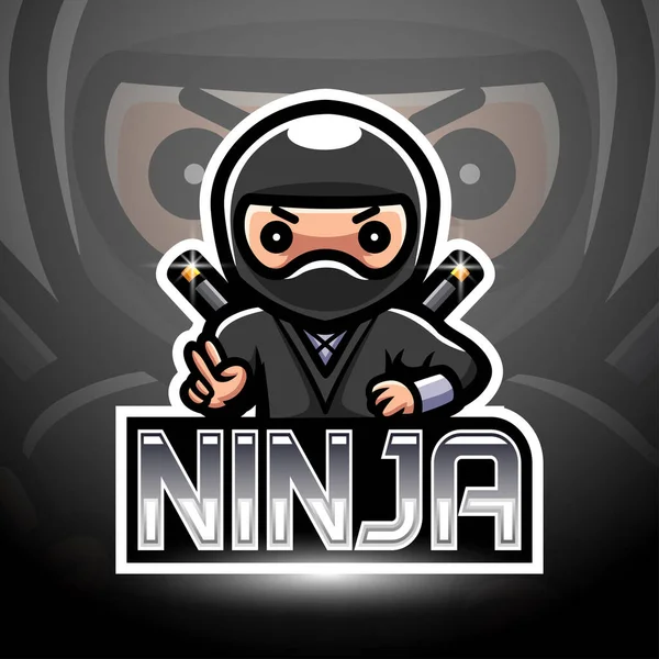 Ninja Esport Logo Disegno Della Mascotte — Vettoriale Stock