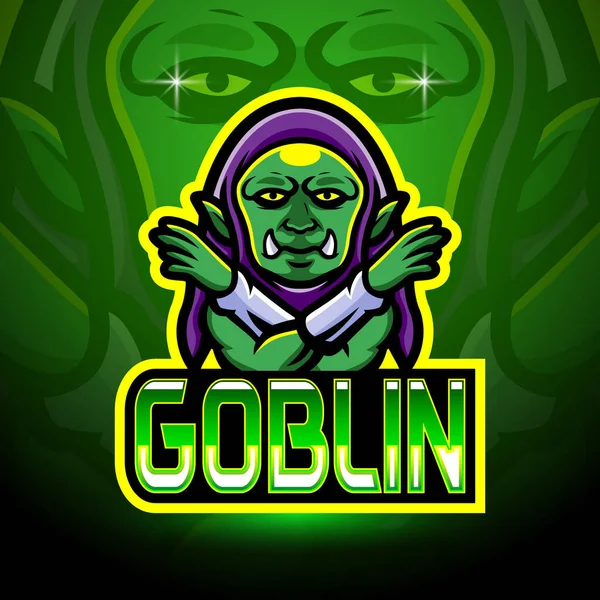Goblin Esport Logotyp Maskot Design — Stock vektor