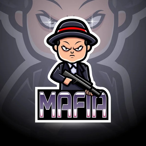 Mafia Esport Logotyp Maskot Design — Stock vektor