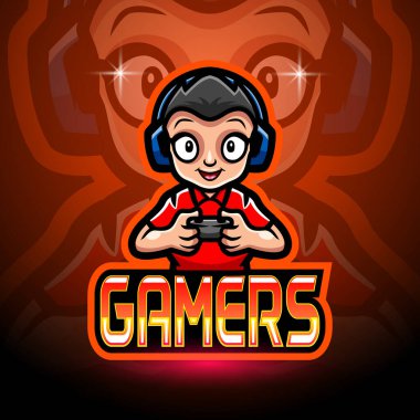 Oyuncu çocuk esport logosu maskot tasarımı