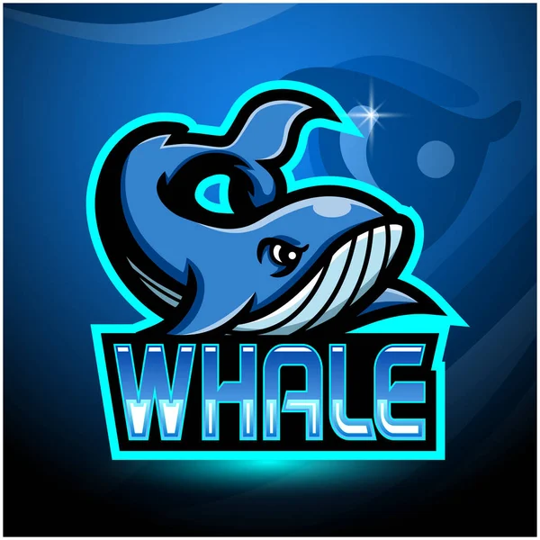 Design Mascotte Logo Esport Baleine — Image vectorielle