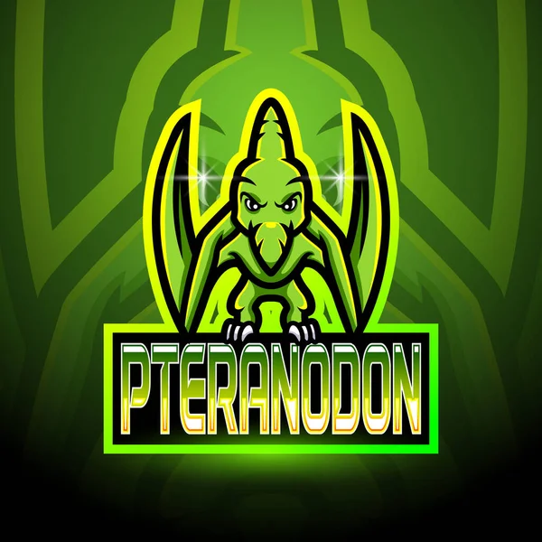 Pteranodon Esport标志吉祥物设计 — 图库矢量图片