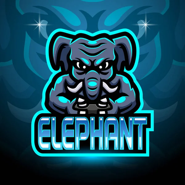 Conception Mascotte Logo Esport Éléphant — Image vectorielle