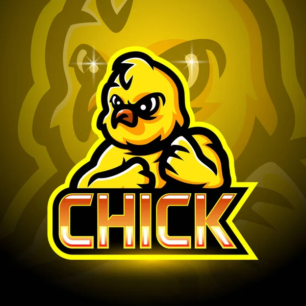 Chick Esport Logo Mascot Design — Stockový vektor