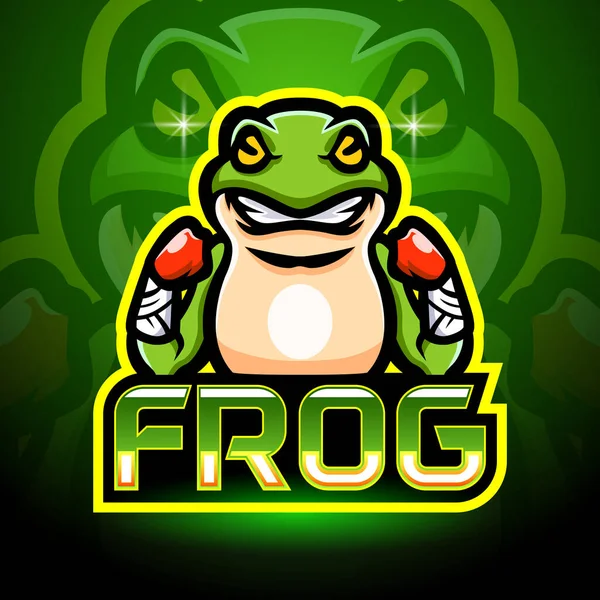 Design Maskota Loga Frog Esport — Stockový vektor