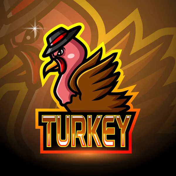 Turquia Esport Logotipo Mascote Design —  Vetores de Stock