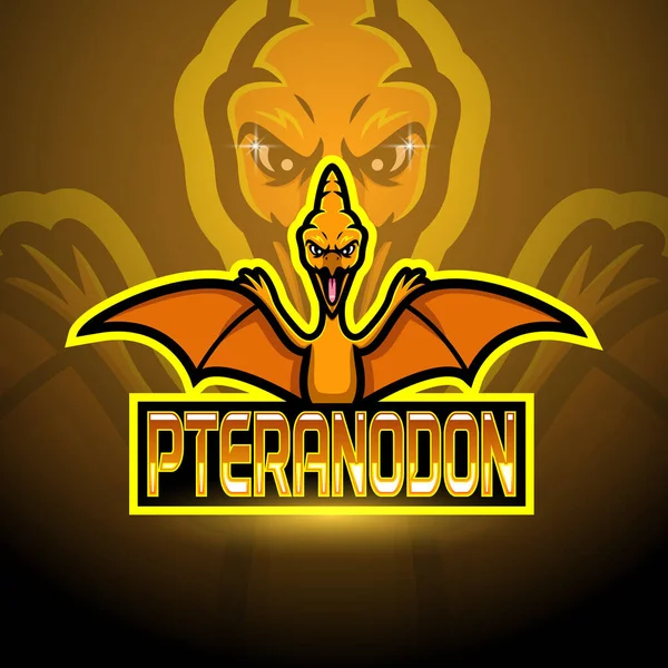 Pteranodon Esport标志吉祥物设计 — 图库矢量图片
