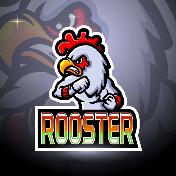 Design Maskota Loga Rooster Esport — Stockový vektor