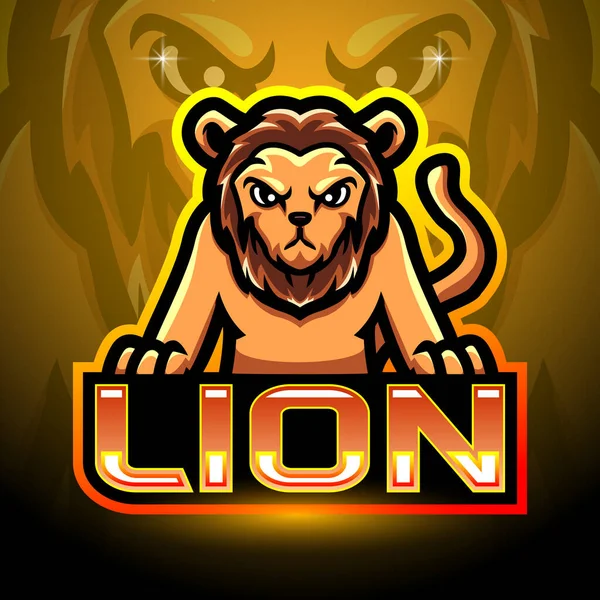 Lion Esport Logo Disegno Della Mascotte — Vettoriale Stock